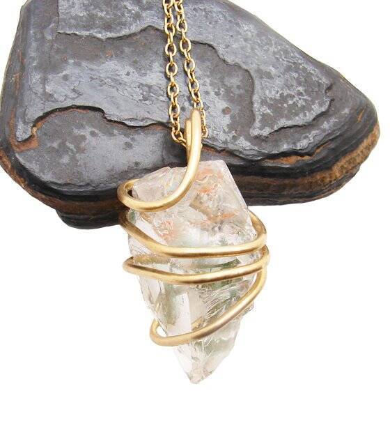 Gorgeous Genuine Monatomic Andara Crystal Pendant Bronze Gold 6003