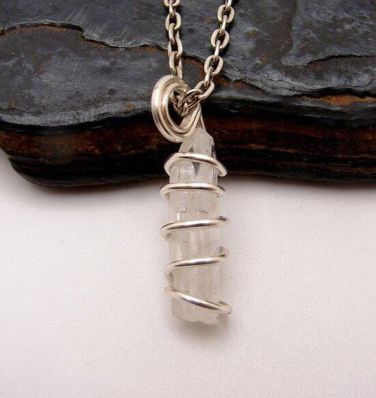 DANBURITE PENDANT RARE POWERFUL Pleiadian Starbrary Crystal Silver Copper #407