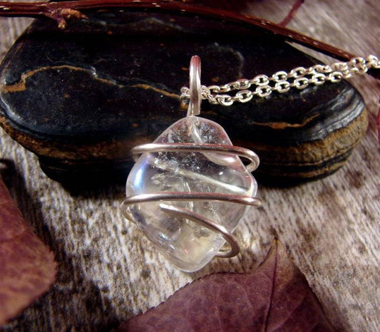 LUMINOUS FANTASY AURA TITANIUM CRYSTAL PENDANT STERLING SILVER REIKI #5