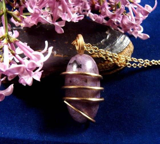 SALE Grape Purple Russian Charoite Pendant Bronze Merlin's Gold #46