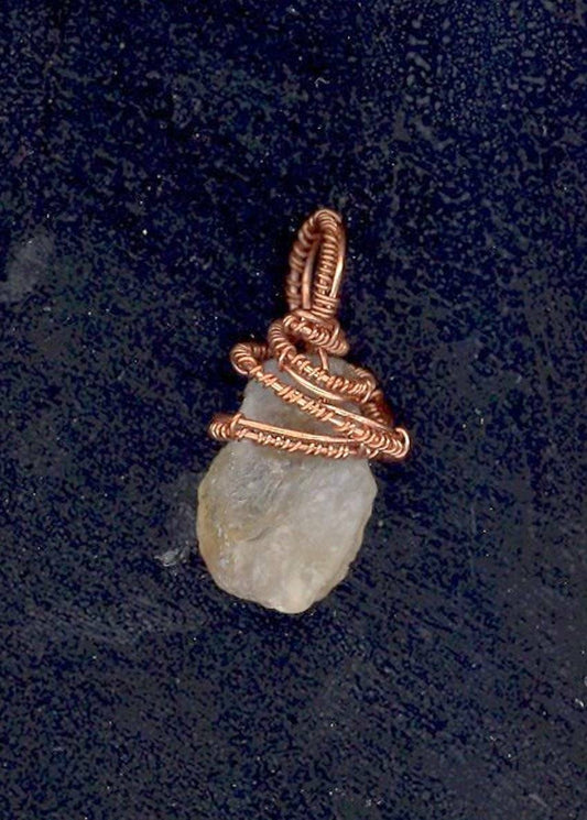 Natural Citrine SPIRITUALLY COILED PENDANT ATTRACT MONEY BRONZE MERLIN'S GOLD 1