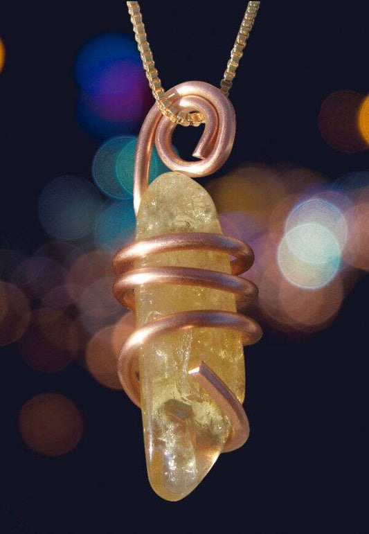 Kundalini African Congo Citrine Lemurian Pendant, Genuine South Africa #321