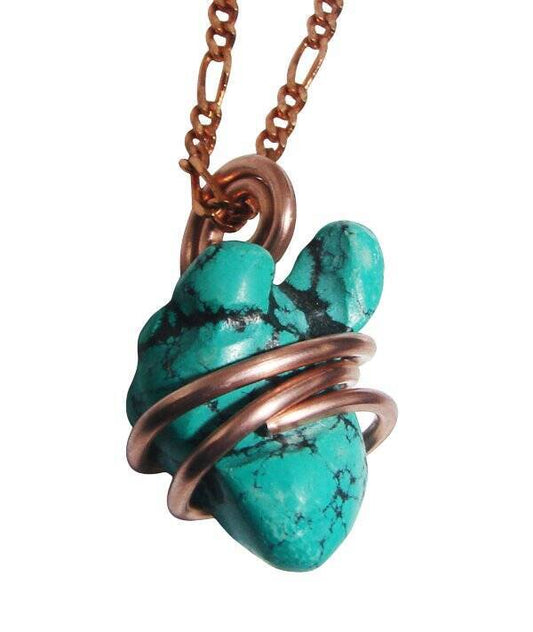 Gorgeous Hand Forged Natural Blue Turquoise Pendant Copper #120