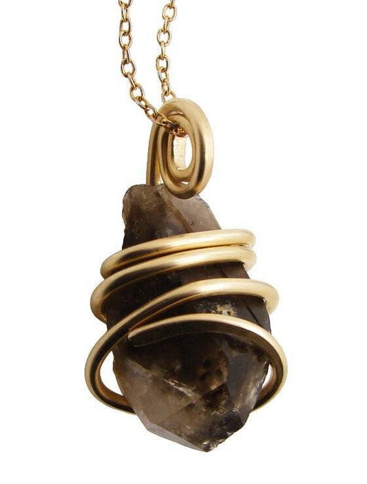 RARE BLACK DRAGON QUARTZ PENDANT IN BRONZE MERLIN'S GOLD #462