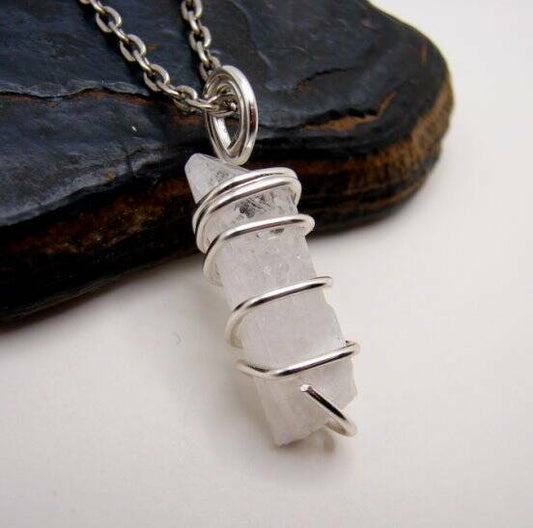 DANBURITE PENDANT RARE POWERFUL Pleiadian Starbrary Crystal Silver Copper #365