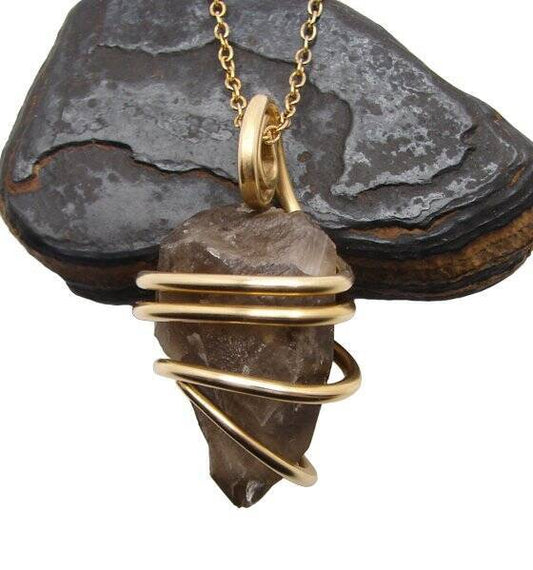 RARE BLACK DRAGON QUARTZ PENDANT IN BRONZE MERLIN'S GOLD 350