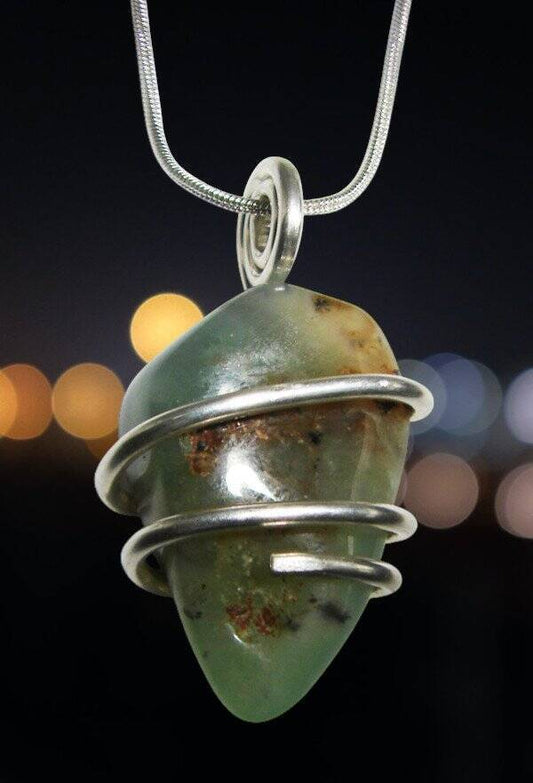 Real Crystals CHRYSOCOLLA PENDANT Handmade Talisman Stress Reliever Calm #20