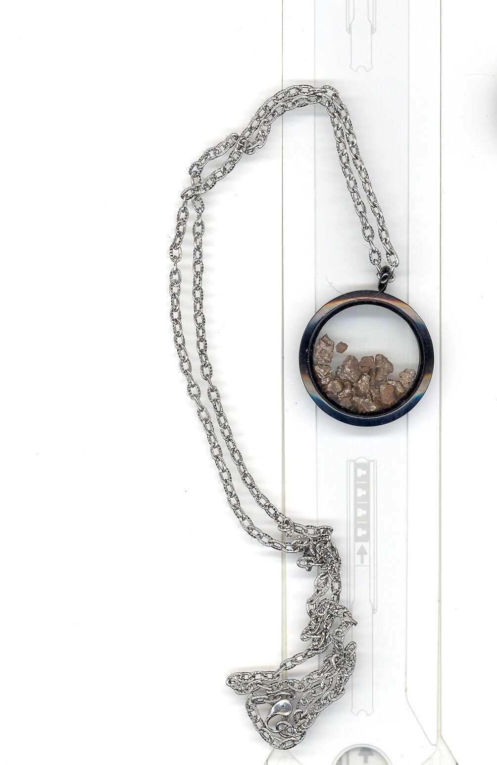 15 METEORITES CAMPO del CIELO NECKLACE, BLACK, LONG CHAIN WATERPROOF