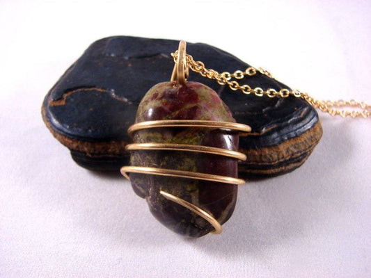 South African Hand Forged Dragonstone Pendant in Merlin's Gold Bronze #14