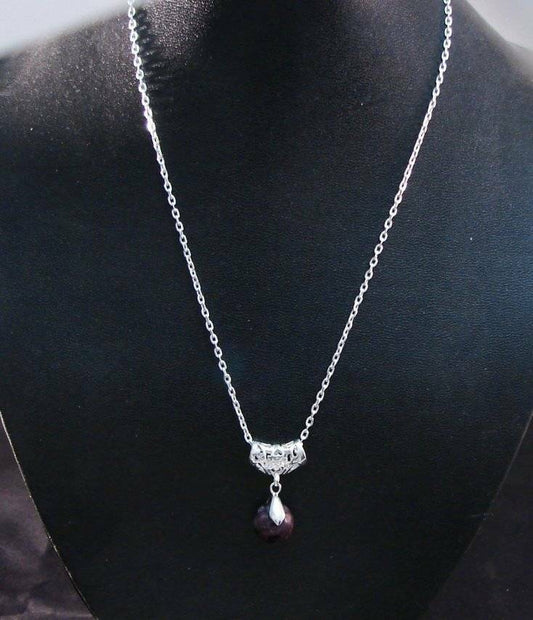 Luvulite Grape Sugilite Royal Azel Gemstone Pendant Silver 18" Chain