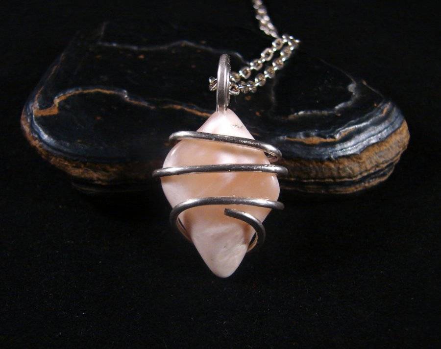 Misty Crystal Moonstone Forged Wire Wrap Pendant in Sterling Silver SS 3