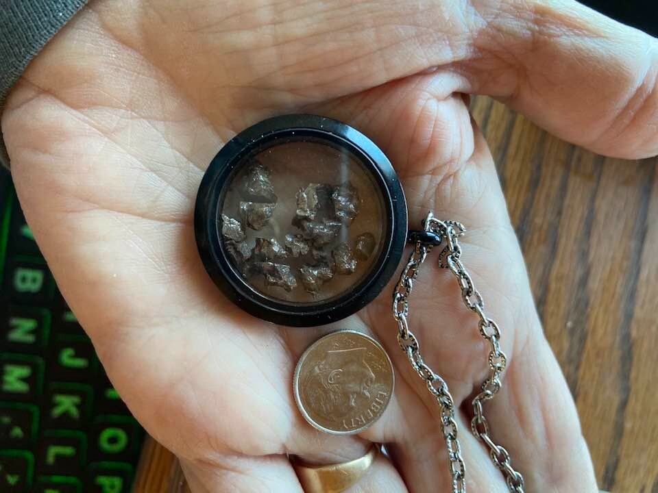 15 METEORITES CAMPO del CIELO NECKLACE, BLACK, LONG CHAIN WATERPROOF