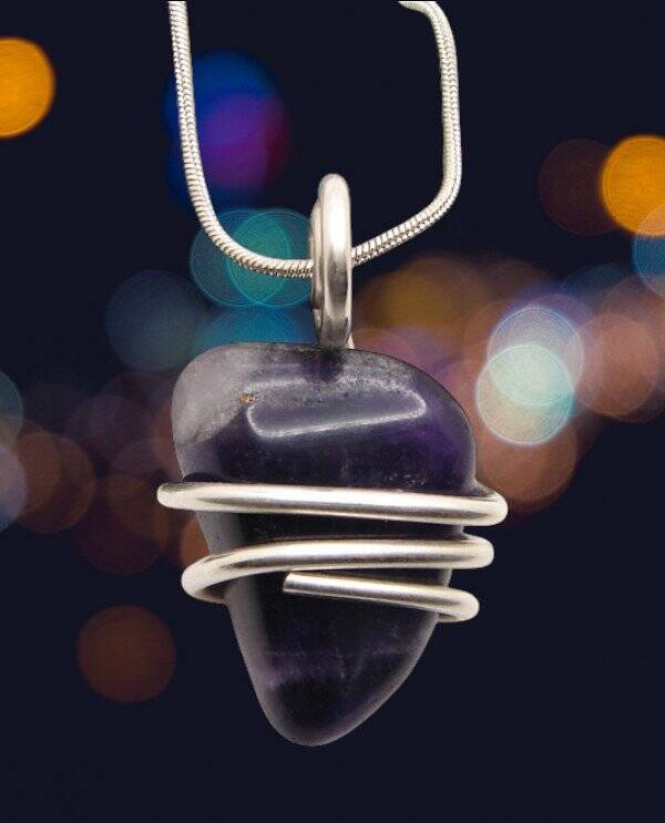 Handmade Crystal Jewelry African Amethyst Pendant Real Crystals Purple #15