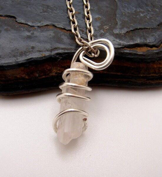 DANBURITE PENDANT RARE POWERFUL Pleiadian Starbrary Crystal Silver Copper 410