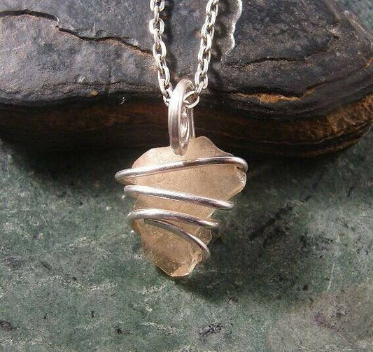 AUTHENTIC Libyan Desert Glass! Meteorite Sterling Silver Pendant #309