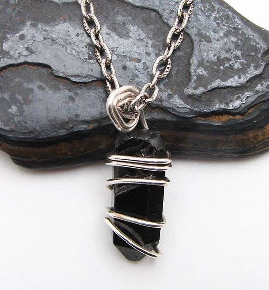TITANIUM BLACK Lemurian Seed Quartz Crystal Quartz Pendant Sterling Copper #20