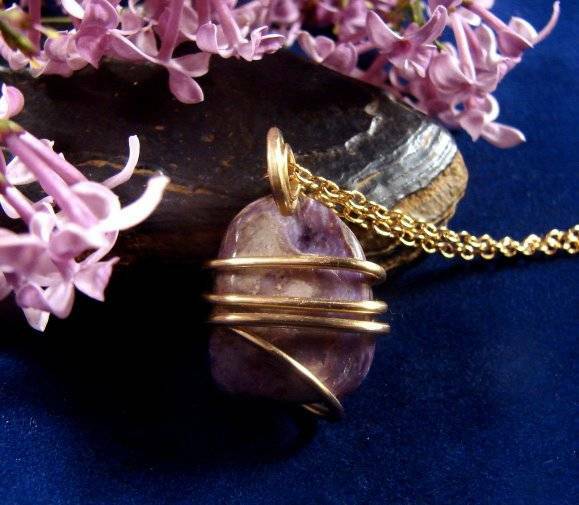 SALE Charoite Grape Purple Russian Pendant Bronze Merlin's Gold #47