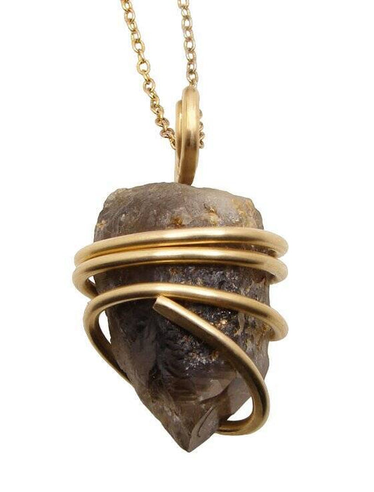 RARE BLACK DRAGON QUARTZ PENDANT IN BRONZE MERLIN'S GOLD #351