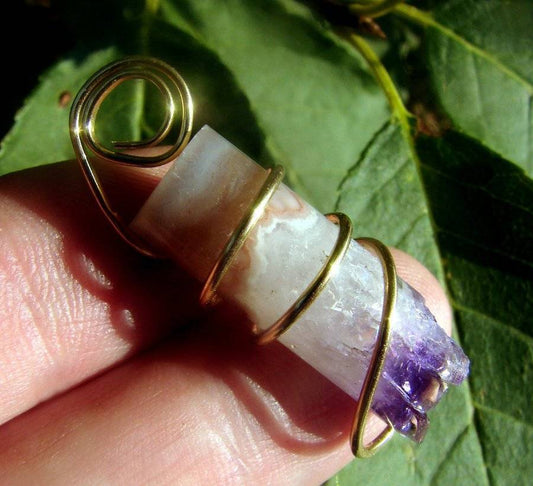Brazilian Grape Amethyst Core Art Wrap Pendant in Merlin's Gold Bronze #3