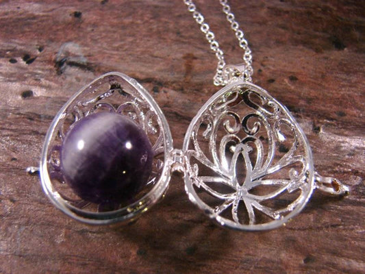 Wish Box Amethyst Necklace, Harmony Angel Locket