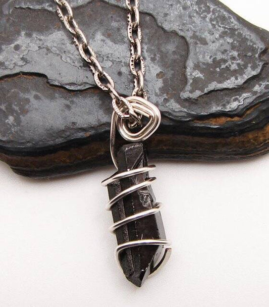 TITANIUM BLACK Lemurian Seed Quartz Crystal Quartz Pendant Sterling Copper #31