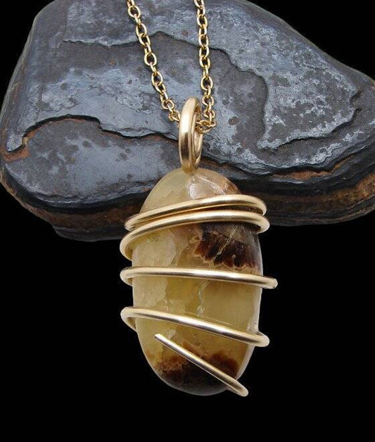 Coolest Pendant on Earth Septarian Nodule Pendant Bronze Gold #10