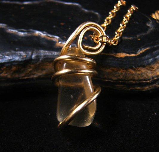 Golden Labradorite Hand Forged Pendant Merlins Gold Bronze Creativity 11