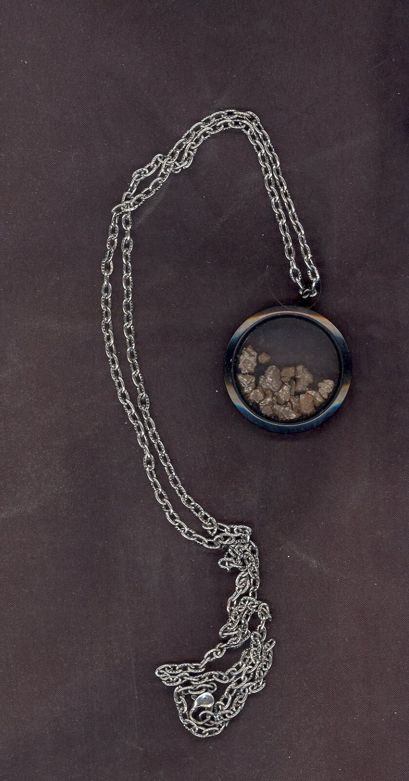 15 METEORITES CAMPO del CIELO NECKLACE, BLACK, LONG CHAIN WATERPROOF