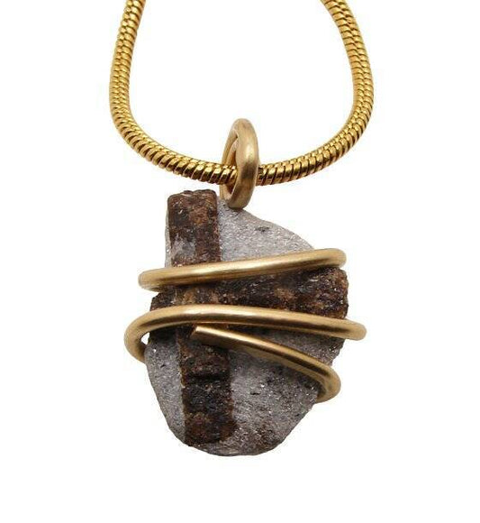 FAERY CROSS NATURAL RUSSIAN STAUROLITE PENDANT IN MERLIN'S GOLD BRONZE #53