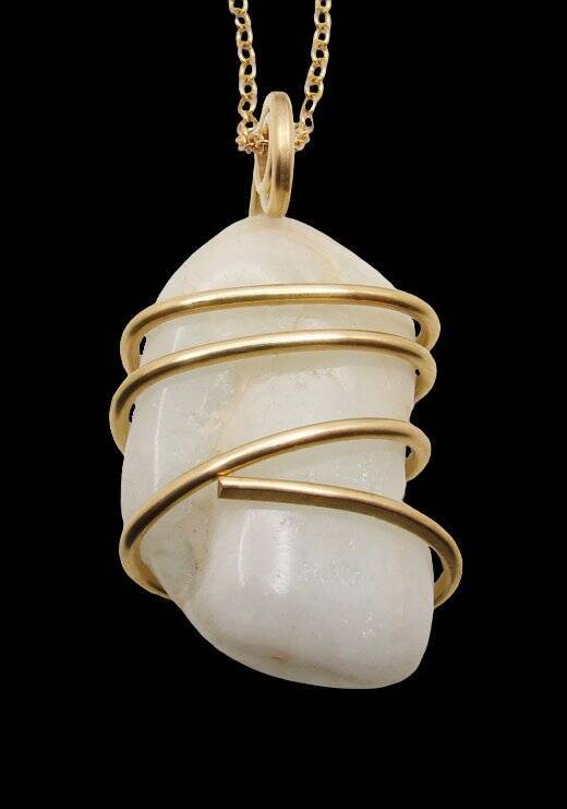Tranquility ANDEAN PERUVIAN OPAL AMULET PENDANT Gold #101