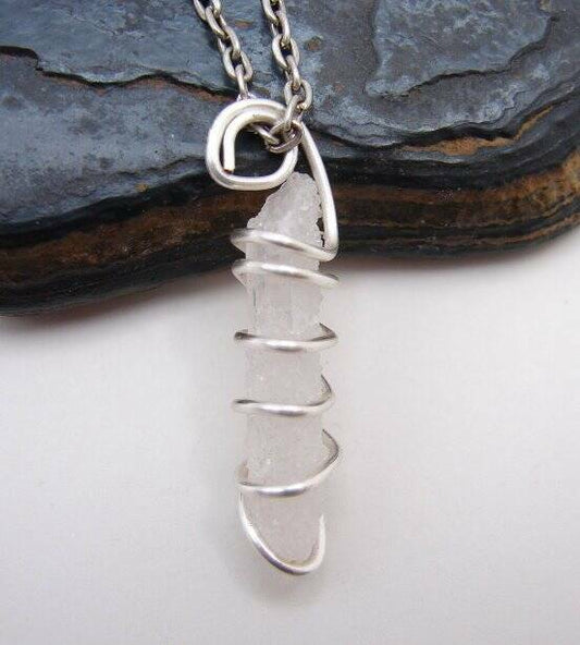 DANBURITE PENDANT RARE POWERFUL Pleiadian Starbrary Crystal Silver Copper #368