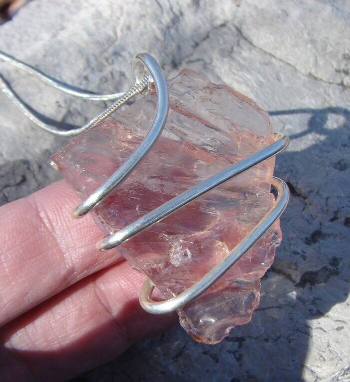 Gorgeous Genuine Monatomic Andara Crystal Pendant Silver #441