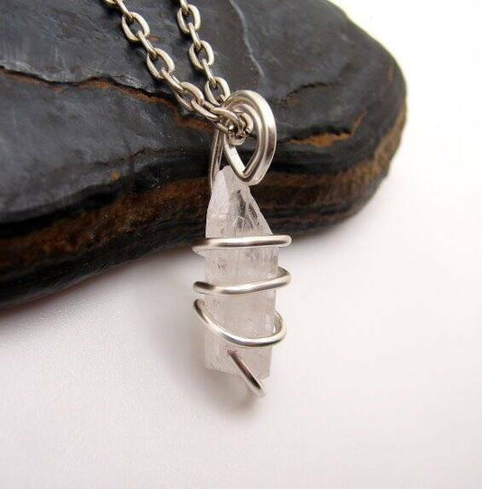 DANBURITE PENDANT RARE POWERFUL Pleiadian Starbrary Crystal Silver Copper #405