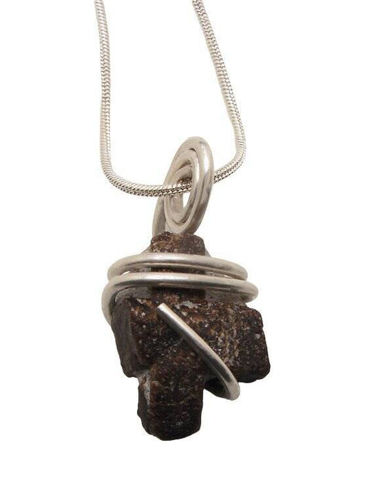 FAERY CROSS NATURAL RUSSIAN STAUROLITE PENDANT IN SILVER #56