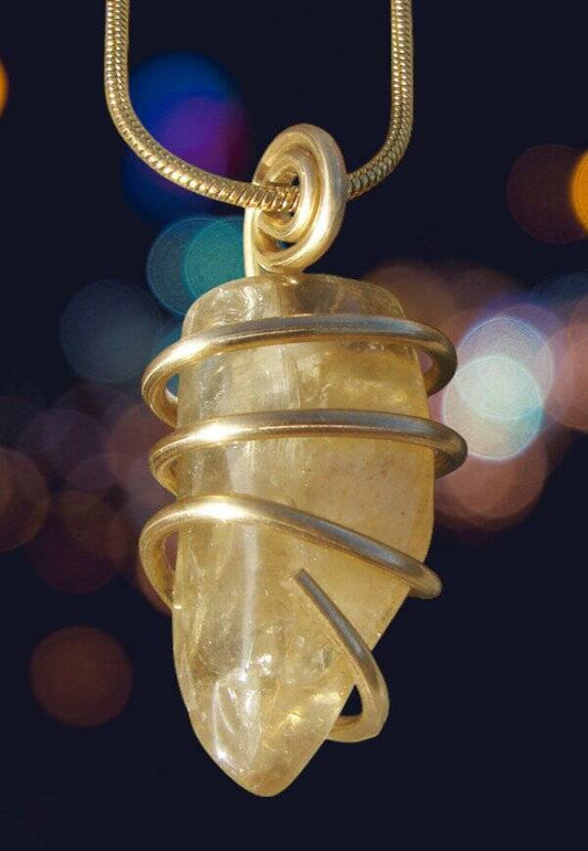 Kundalini African Congo Citrine Lemurian Pendant, Genuine South Africa #310