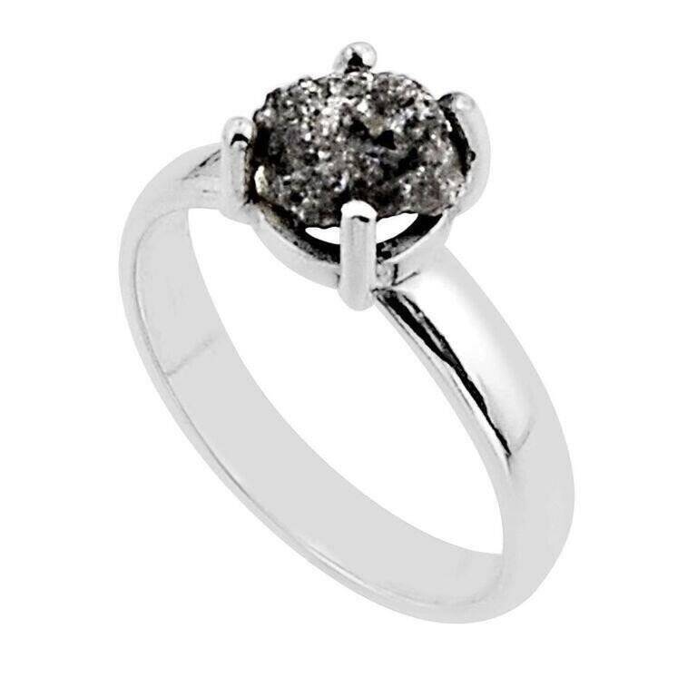 Natural Rough 2.78ct Black Diamond Ring