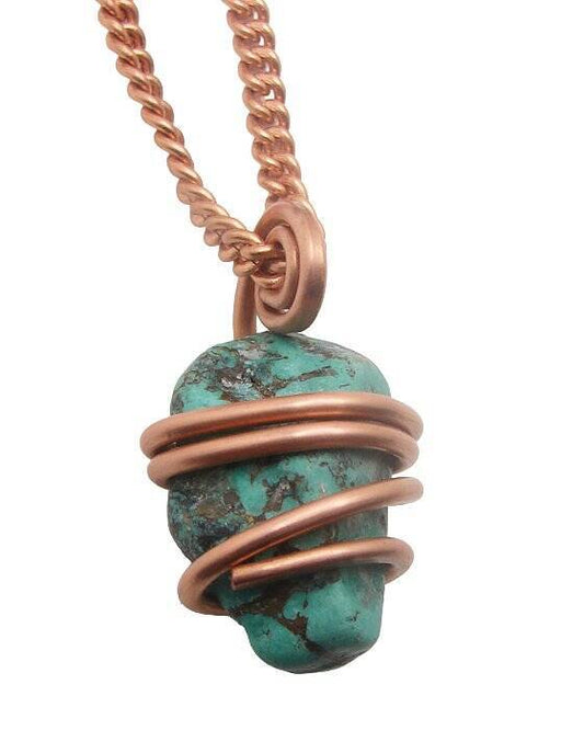 Gorgeous Hand Forged Natural Blue Turquoise Pendant Copper #101