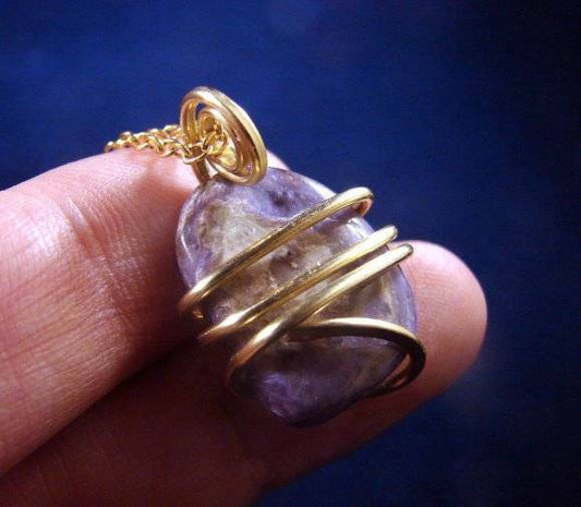 SALE Charoite Grape Purple Russian Pendant Bronze Merlin's Gold #47