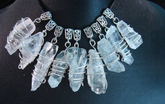 ONE GORGEOUS WHITE ICE ELESTIAL MOLDAVITE CALCITE CRYSTAL PENDANT TALISMAN