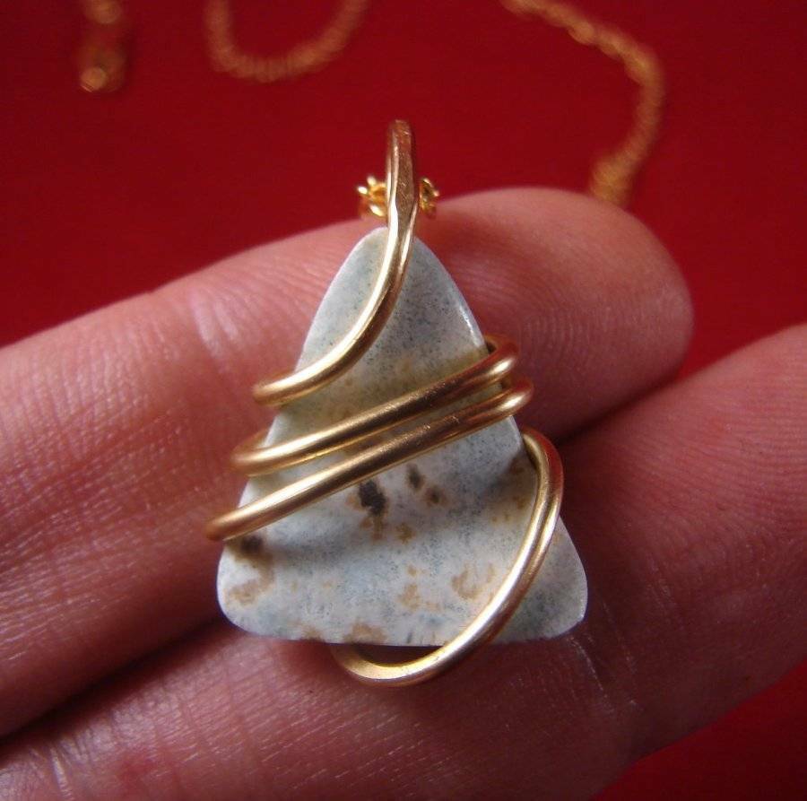 Larimar Dolphin Stone Bronze Merlin's Gold Gemstone Pendant 35