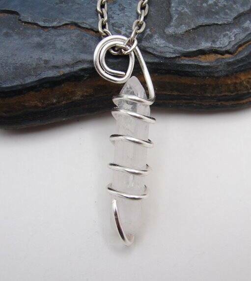 DANBURITE PENDANT RARE POWERFUL Pleiadian Starbrary Crystal Silver Copper 356