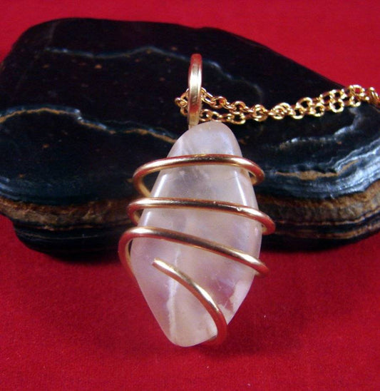 Genuine Crystal Moonstone Forged Wire Wrap Pendant in Bronze Merlin's Gold 4