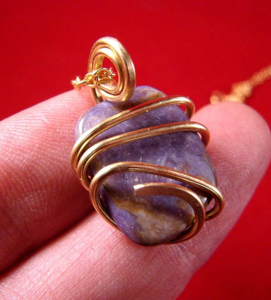 SALE Grape Purple Russian Russia Charoite Pendant Bronze Merlin's Gold 20