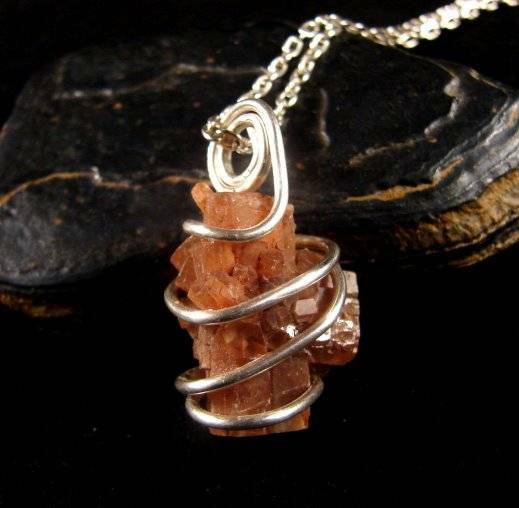 Aragonite Star Crystal Pendant Sterling Silver 6