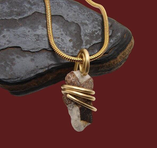 FAERY CROSS NATURAL RUSSIAN STAUROLITE PENDANT IN MERLIN'S GOLD BRONZE #52