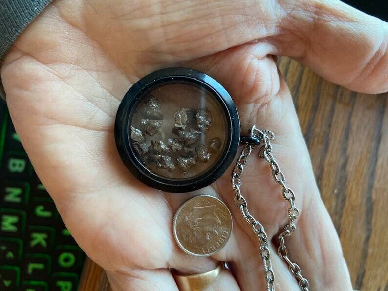 15 METEORITES CAMPO del Cielo Necklace, Black, Long Chain Waterproof