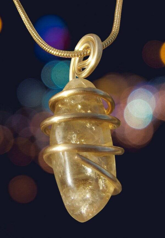 Kundalini African Congo Citrine Lemurian Pendant, Genuine South Africa #311