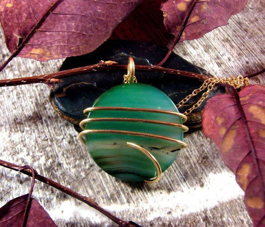 Colorful Vibrant Agate Slice Pendant Necklace Talisman Pendant in Bronze #20