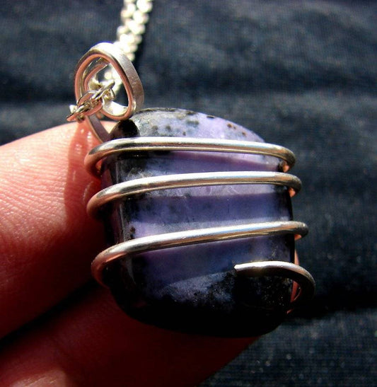 SALE RUSSIAN Grape Purple Russian Charoite Pendant Sterling Silver 1