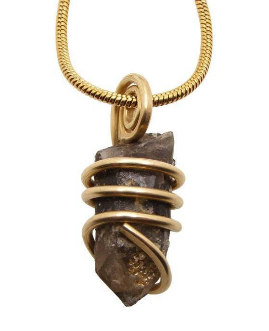 RARE BLACK DRAGON QUARTZ PENDANT IN BRONZE MERLIN'S GOLD 652